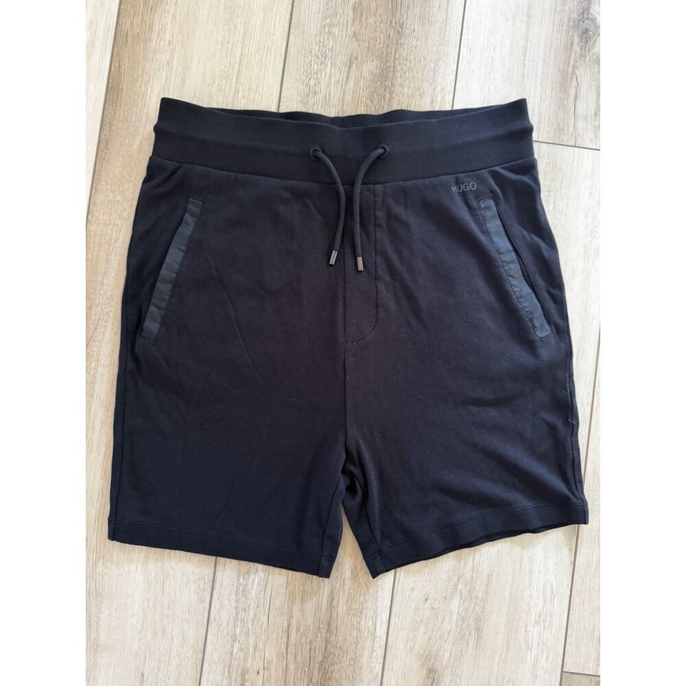 Hugo Boss Lounge Sleep Shorts Black Logo Drawcord Soft Satin Trim Mens Small